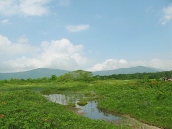 「つじい」で中華そばとみつかけ食べて、田代平湿原へ