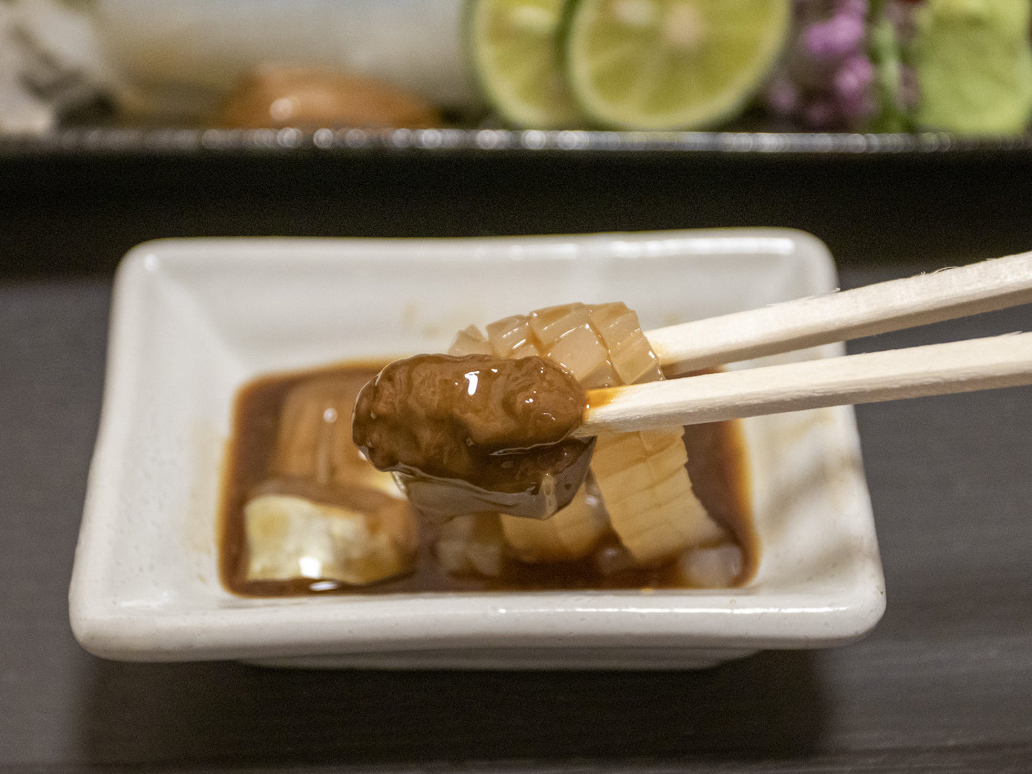 いろり_三沢昼いか_赤とんぼ定食_活イカ刺身_イカ腑醤油
